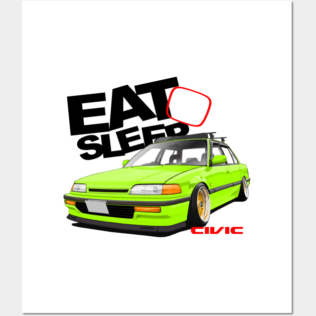 Eat Sleep Civic EF9 Wall Art by gaplexio